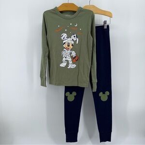 Gap Disney Olive and Navy Mickey Mouse Mummy Halloween Pajama Set